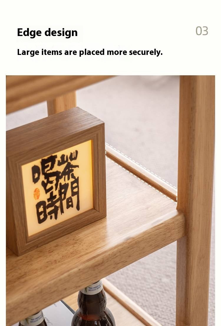 Solid Rubberwood Movable Tea Cabinet.