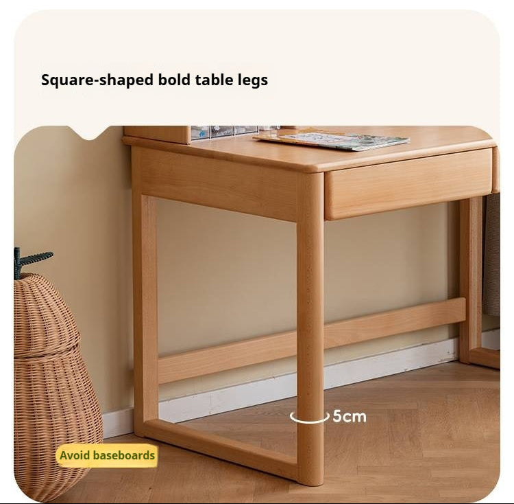 Beech Solid Wood Bookshelf Integrated Сhildren's Learning Desk