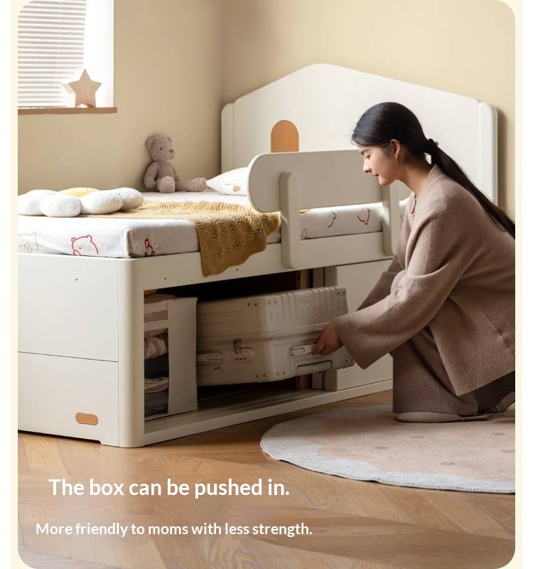 Rubberwood Solid Wood Children's White Storage Box Bed