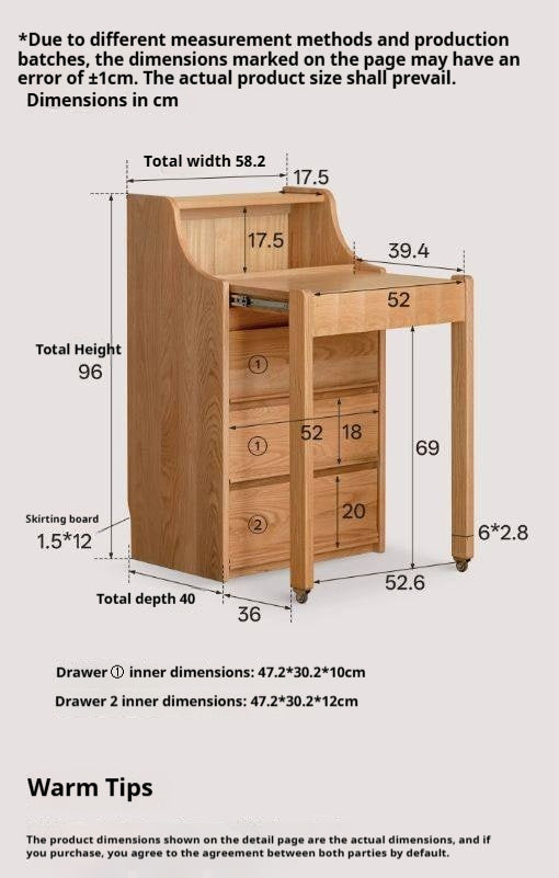 Oak Solid Wood Telescopic Vanity Table