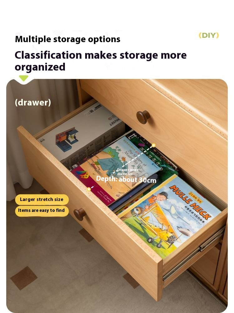 Beech, Solid Rubberwood Children's Bucket Cabinet