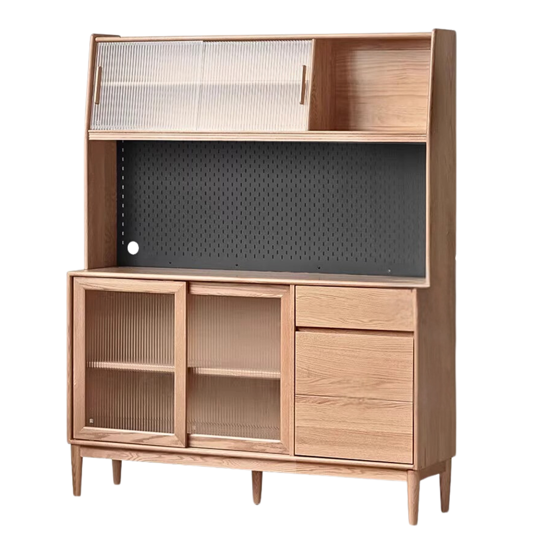 Oak Solid Wood Modern Dining Sideboard Against The Wall