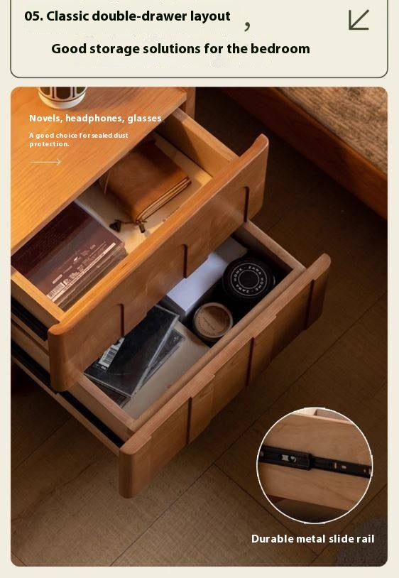 Cherry Solid Wood Retro Nightstand