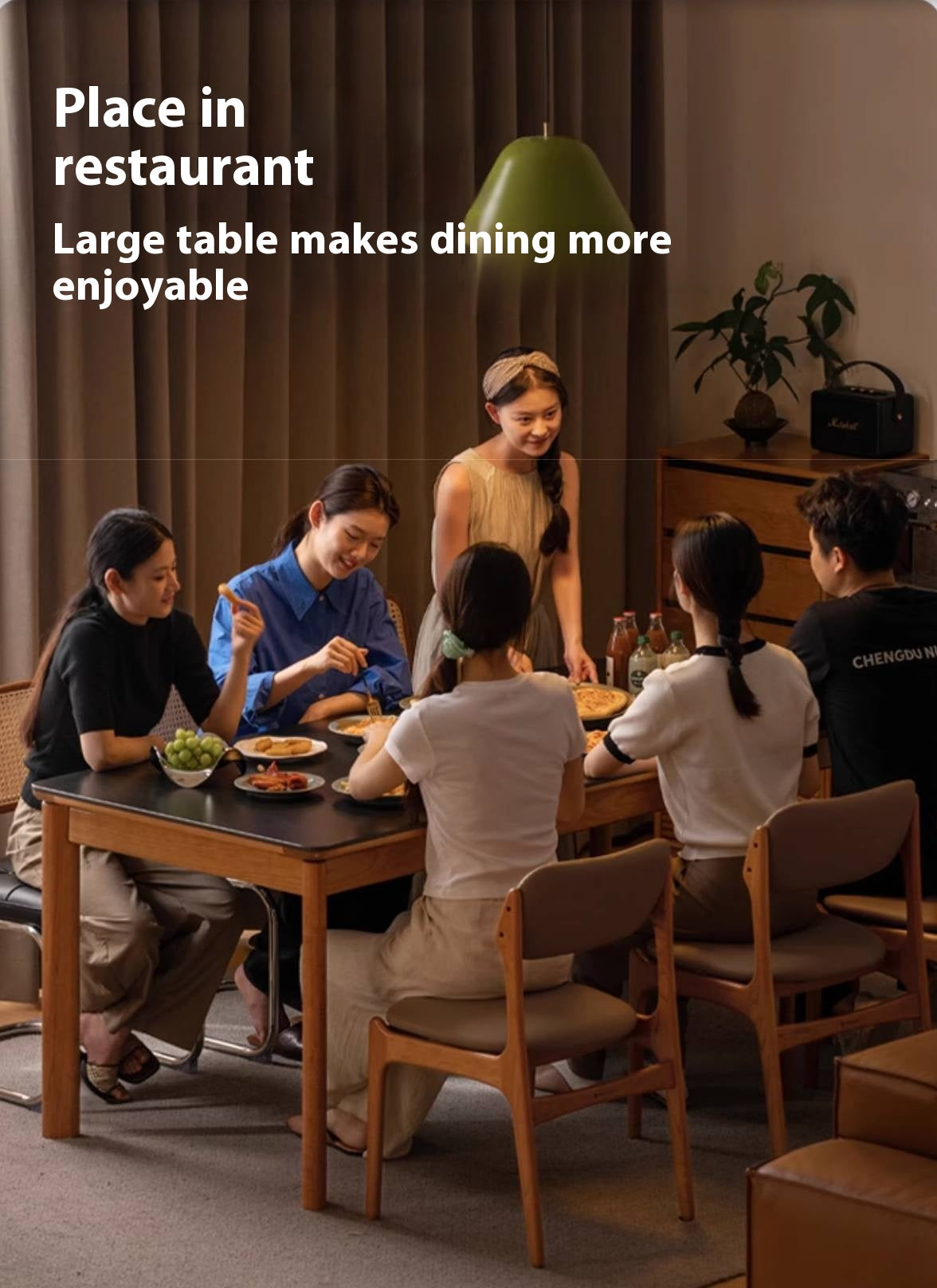 Cherry Solid Wood Rock Board Dining Table