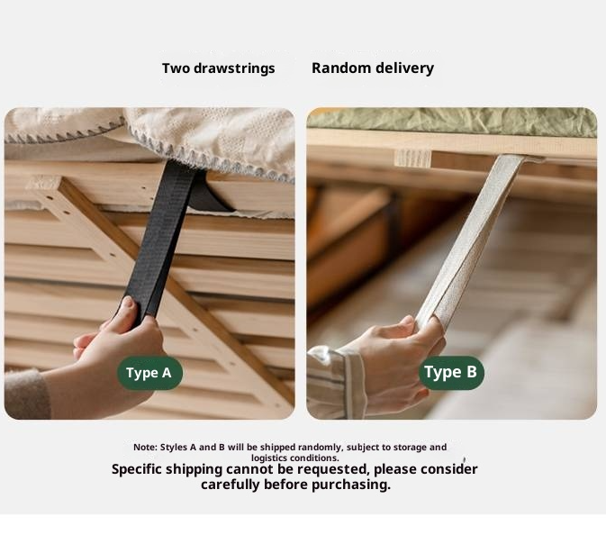 Rubberwood Solid Wood Platform Bed, Headboard-Free Box Bed Cream Style