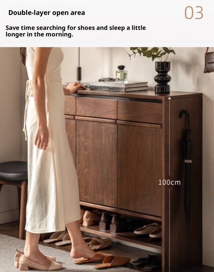 Black Walnut Solid Wood Italian Light Luxury Shoe Cabinet