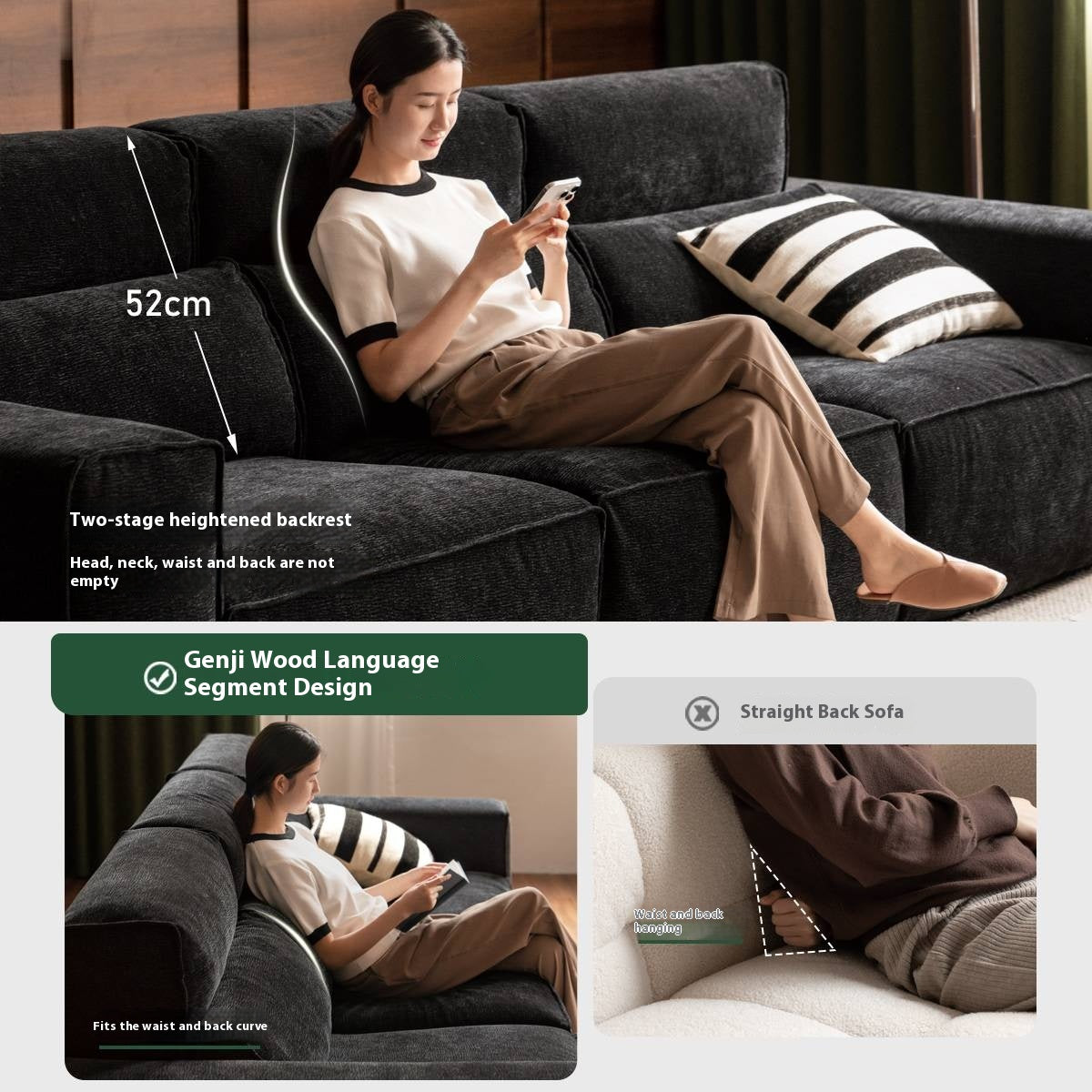 Fabric Modern Style chenille tofu block Sofa.