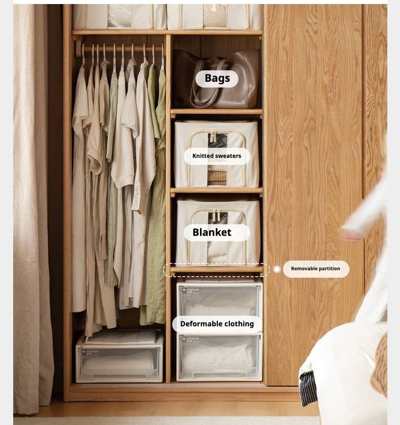 Oak Solid Wood Wardrobe Sliding Door.