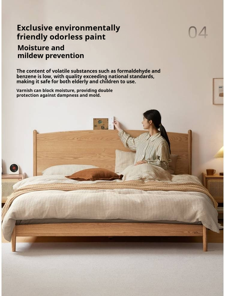 Oak Solid Wood Modern Simple Large Bed