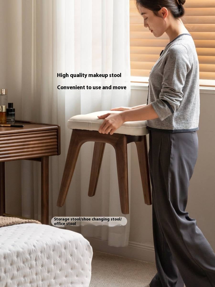 Ash, Black Walnut, Oak Solid Wood, Solid Longan Hardwood Makeup Stool