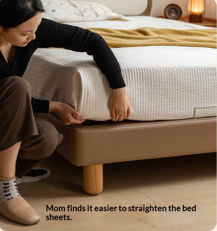 Beech Solid Wood Children's Organic Leather Soft High Headboard Biscuit Bed