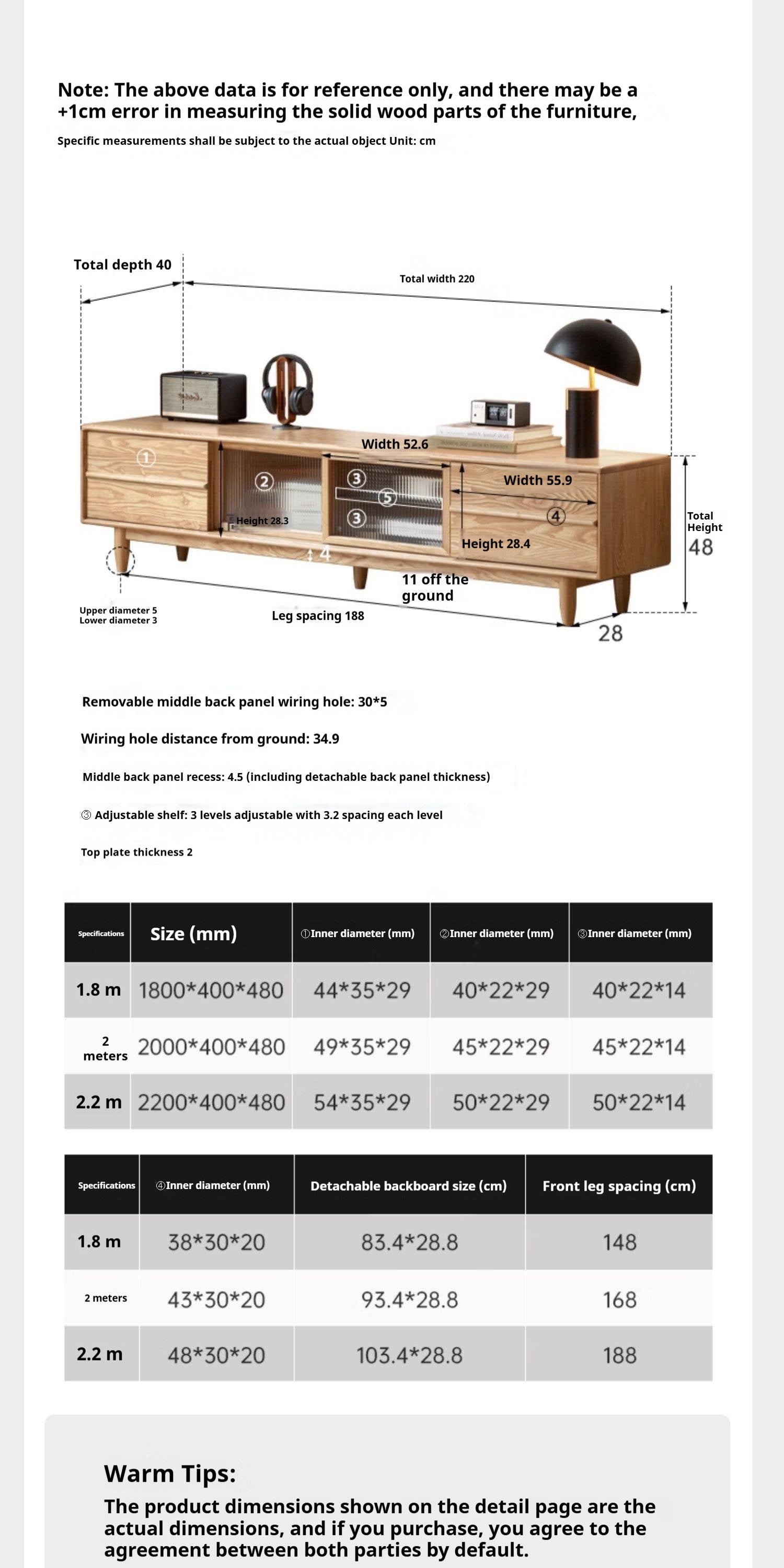Ash Solid Wood Modern Log Style TV Cabinet