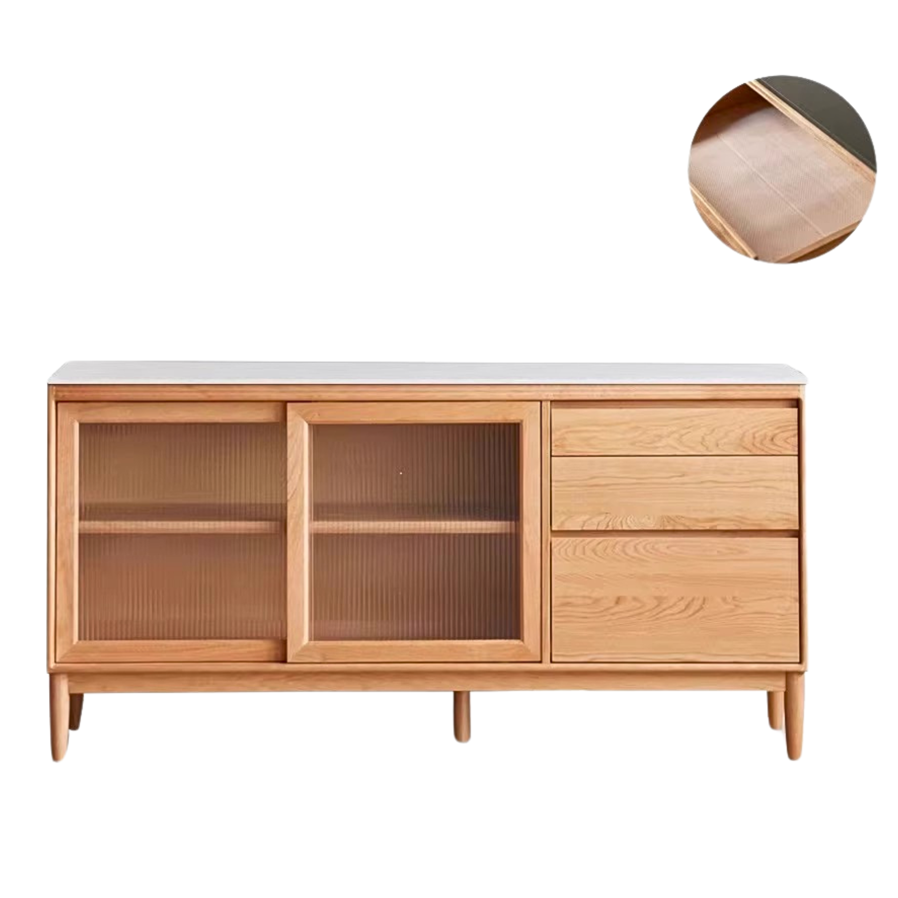 Cherry, Oak Solid Wood Rock Board Dining Cabinet Integrated High