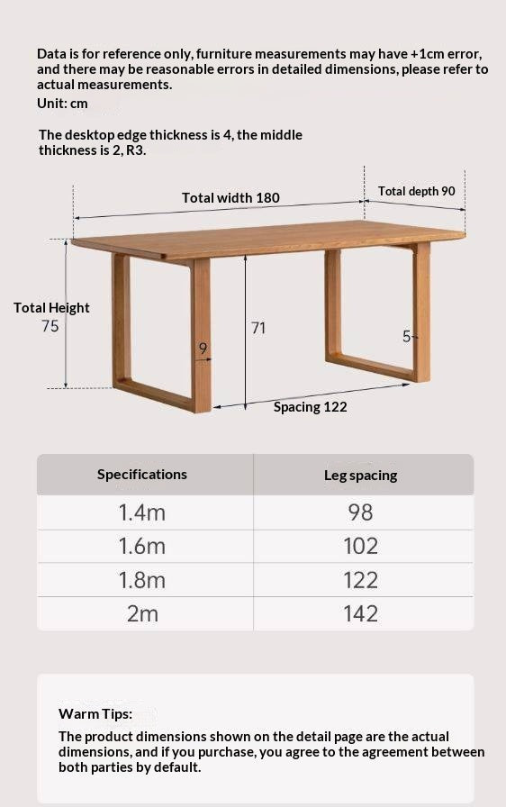 White Oak Solid Wood Antique Rectangular Dining Table