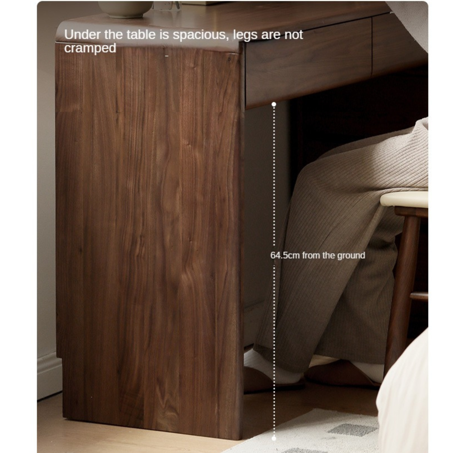 Black Walnut, Sandalwood Solid Wood Vanity Table Chest Of Drawers.