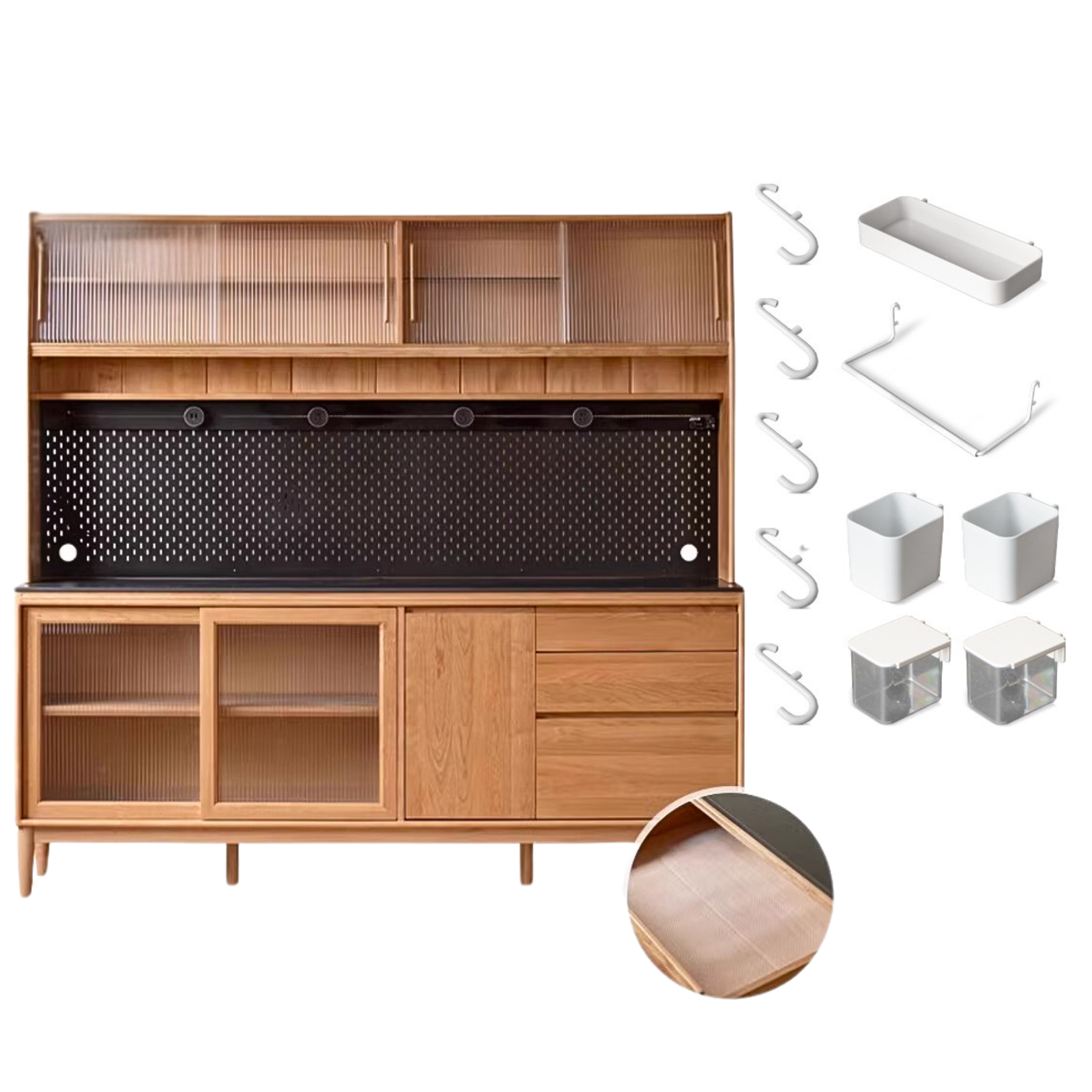 Cherry, Oak Solid Wood Rock Board Dining Cabinet Integrated High