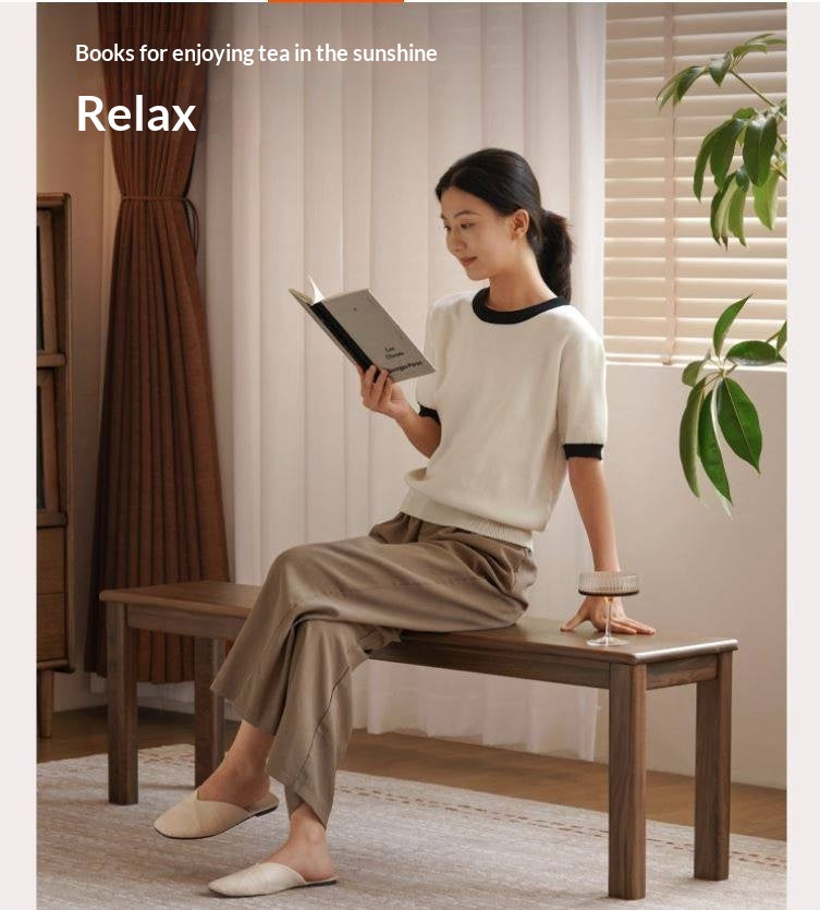 Black Walnut, Oak, Sandalwood, Ash Solid Wood, Solid RubberWood Nordic Long Bench