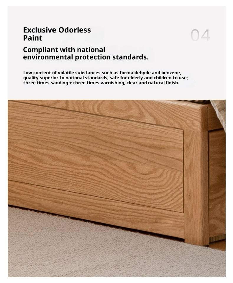 Oak Solid Wood Genuine Leather, Eco-leather Box Bed