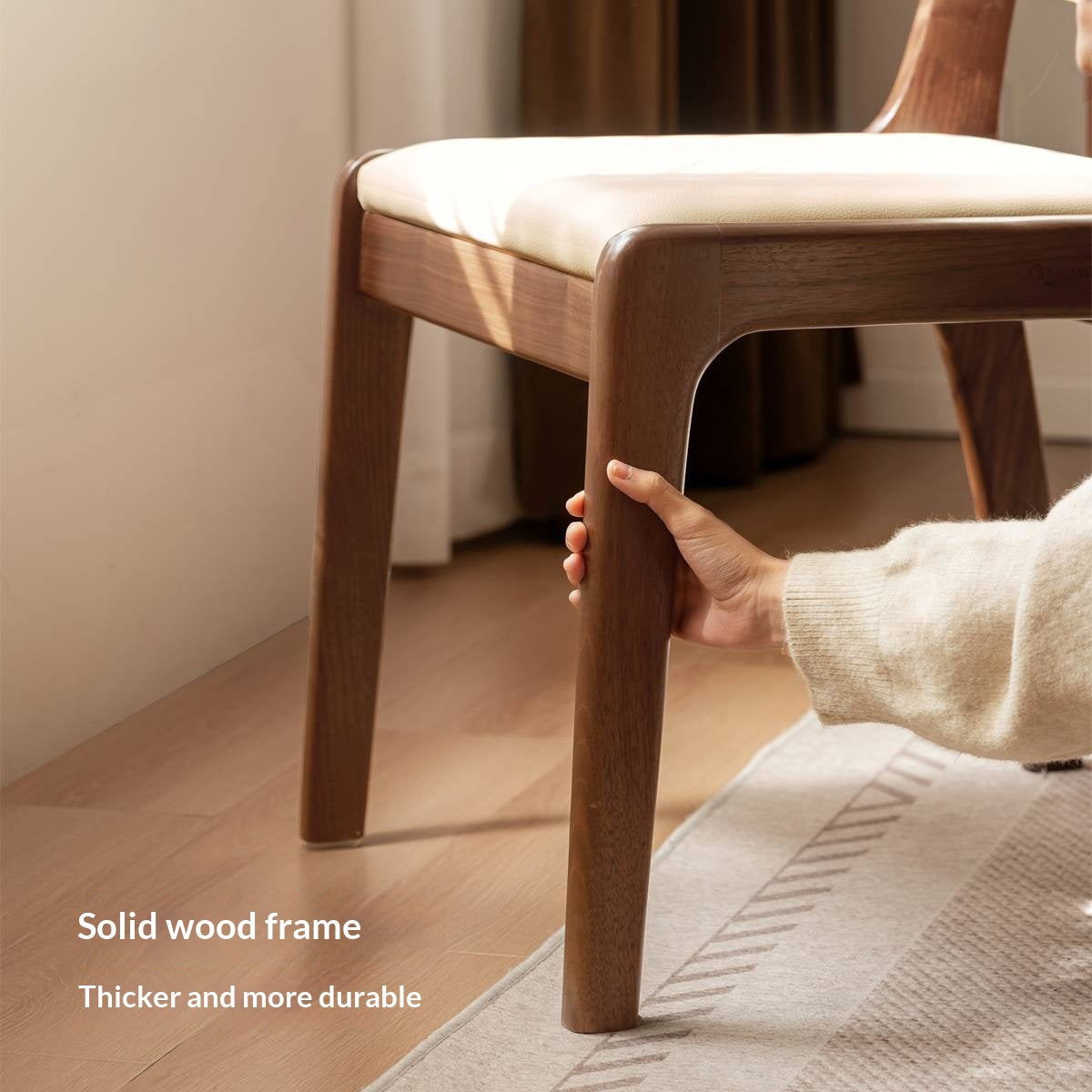 4 pcs - Black Walnut, Oak Solid Wood Dining Chair upholstered