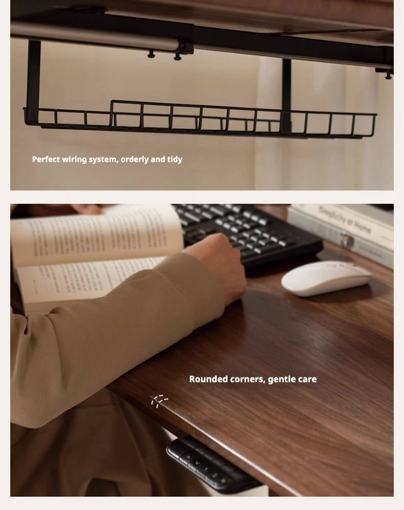 Black Walnut, Oak, Sandalwood, Ash Solid Wood Electric Elevating Desk