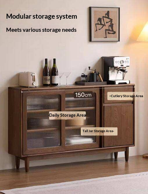 Black Walnut, Oak Solid Wood Sideboard with Ultra-Thin Storage