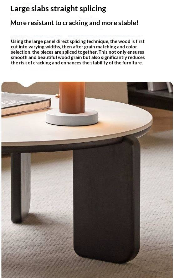 Oak Solid Wood Slate Black Coffee Table