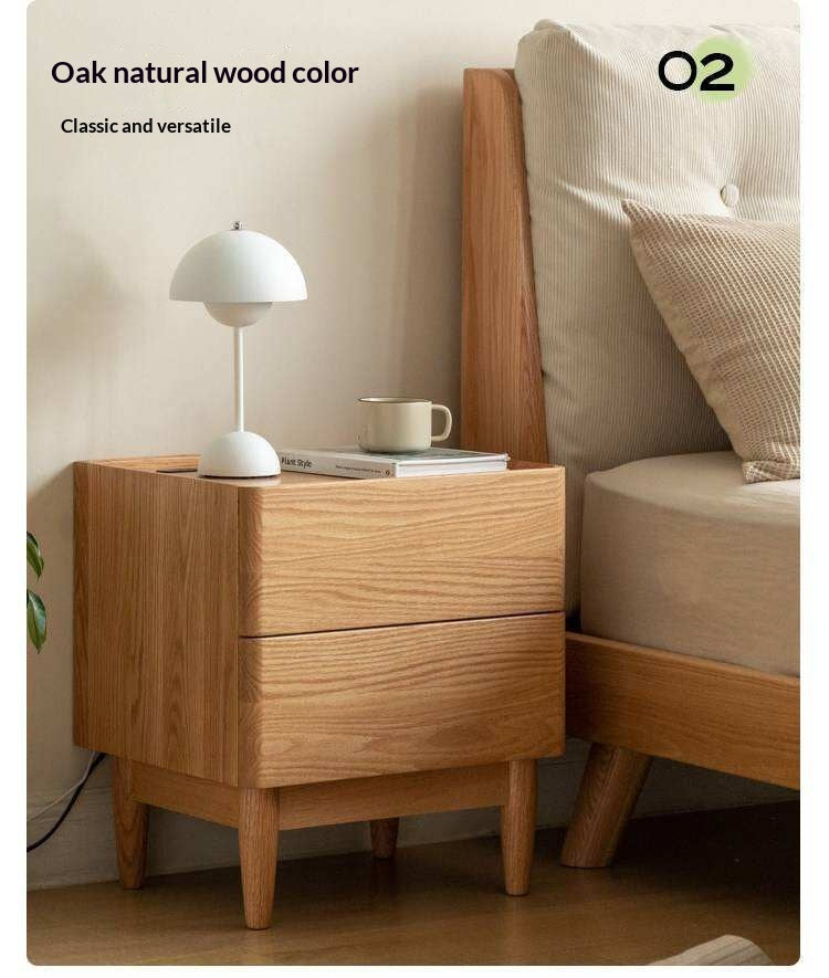 Ash, Oak, White Ash, White Oak, Sandalwood Solid Wood White Wax Small Nightstand