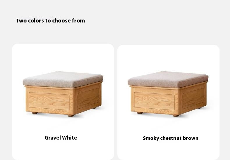 Ash, Oak, Black Walnut Solid Wood Fabric Footstool-