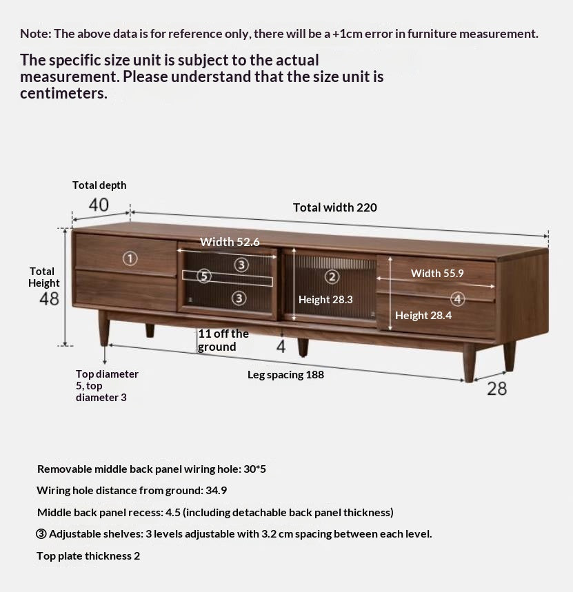 Black Walnut Solid Wood Modern TV Cabinet