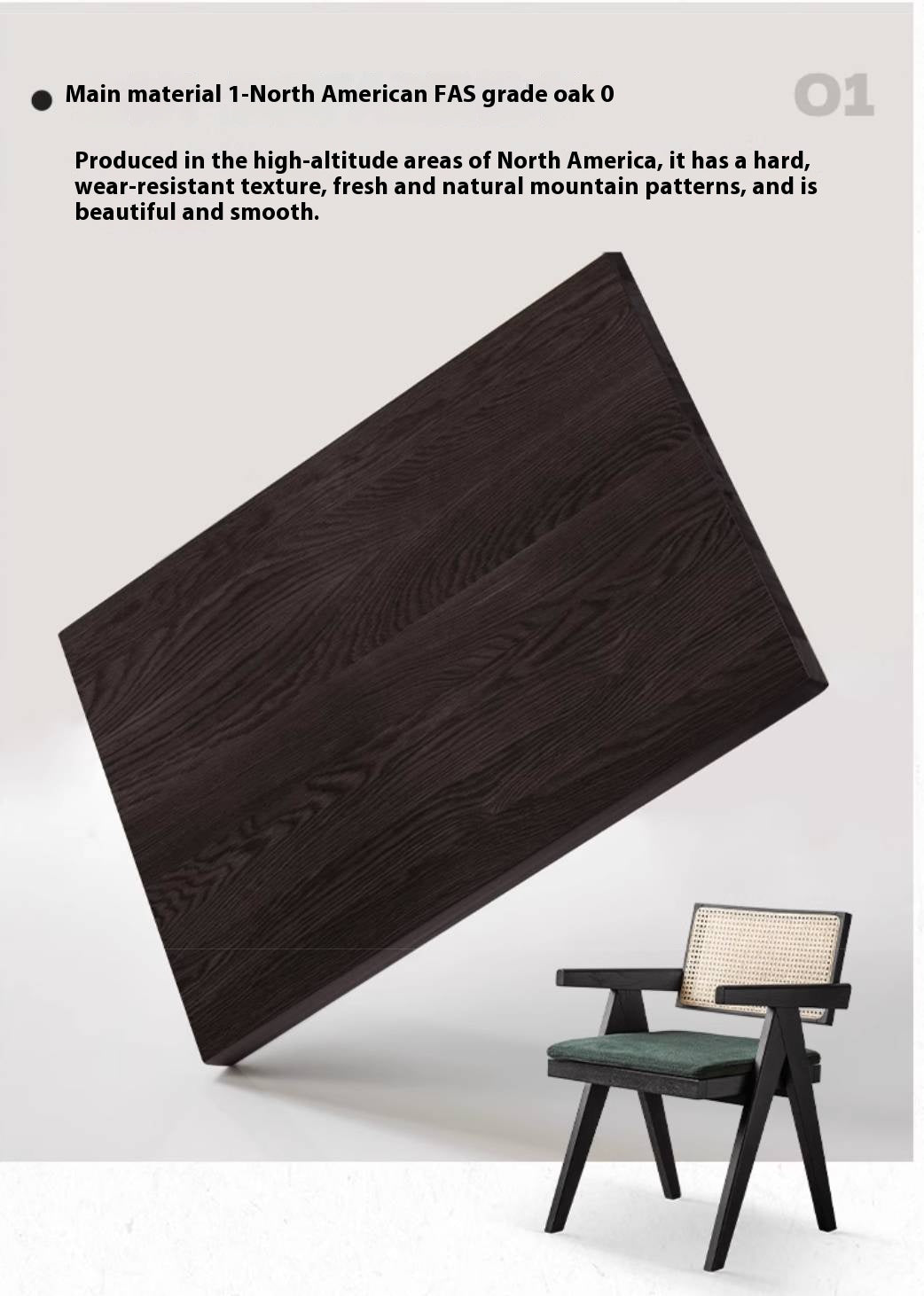 Black Walnut, Ash, Oak, Cherry Solid Wood Light Luxury Rattan Chair