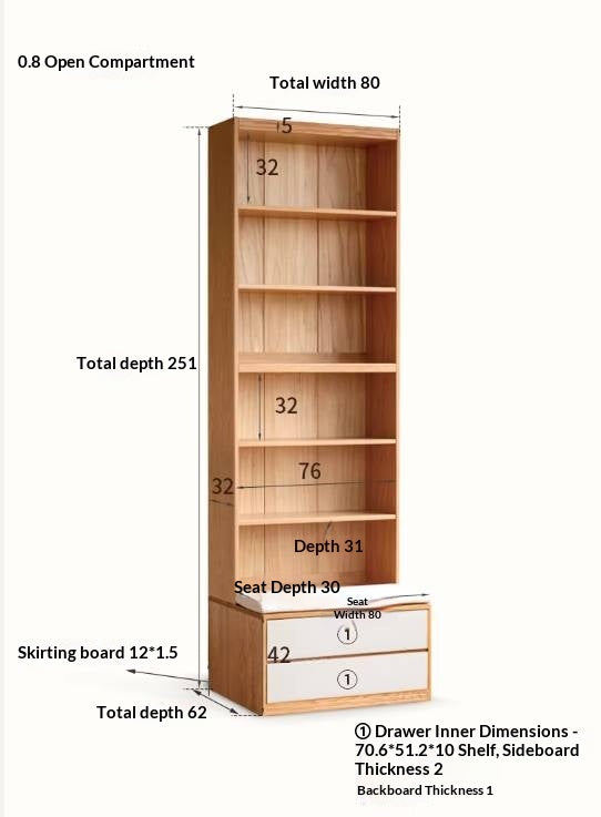 Oak Solid Wood Cream Style Bookcase
