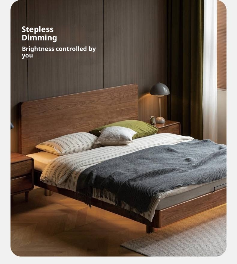 Black Walnut Solid Wood Modern Minimalist Bed