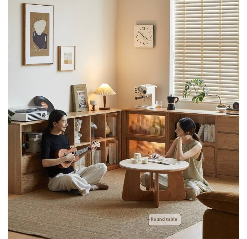 Ash Solid Wood Bookcase Storage Cabinet