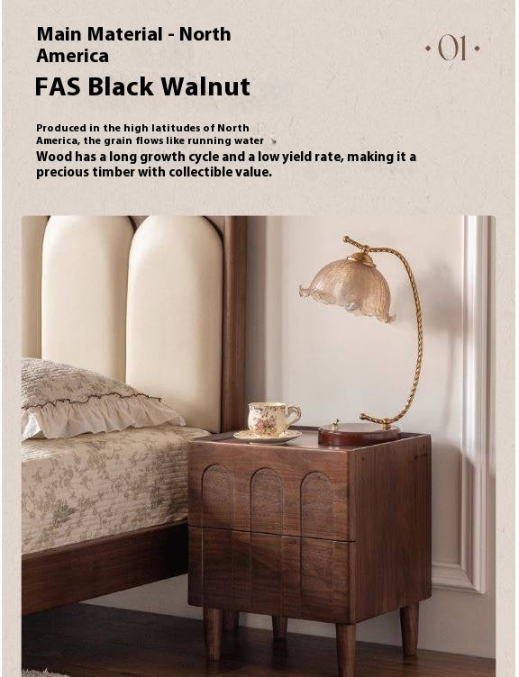 Black Walnut, Poplar, Sandalwood Solid Wood Modern Simple Nightstand.