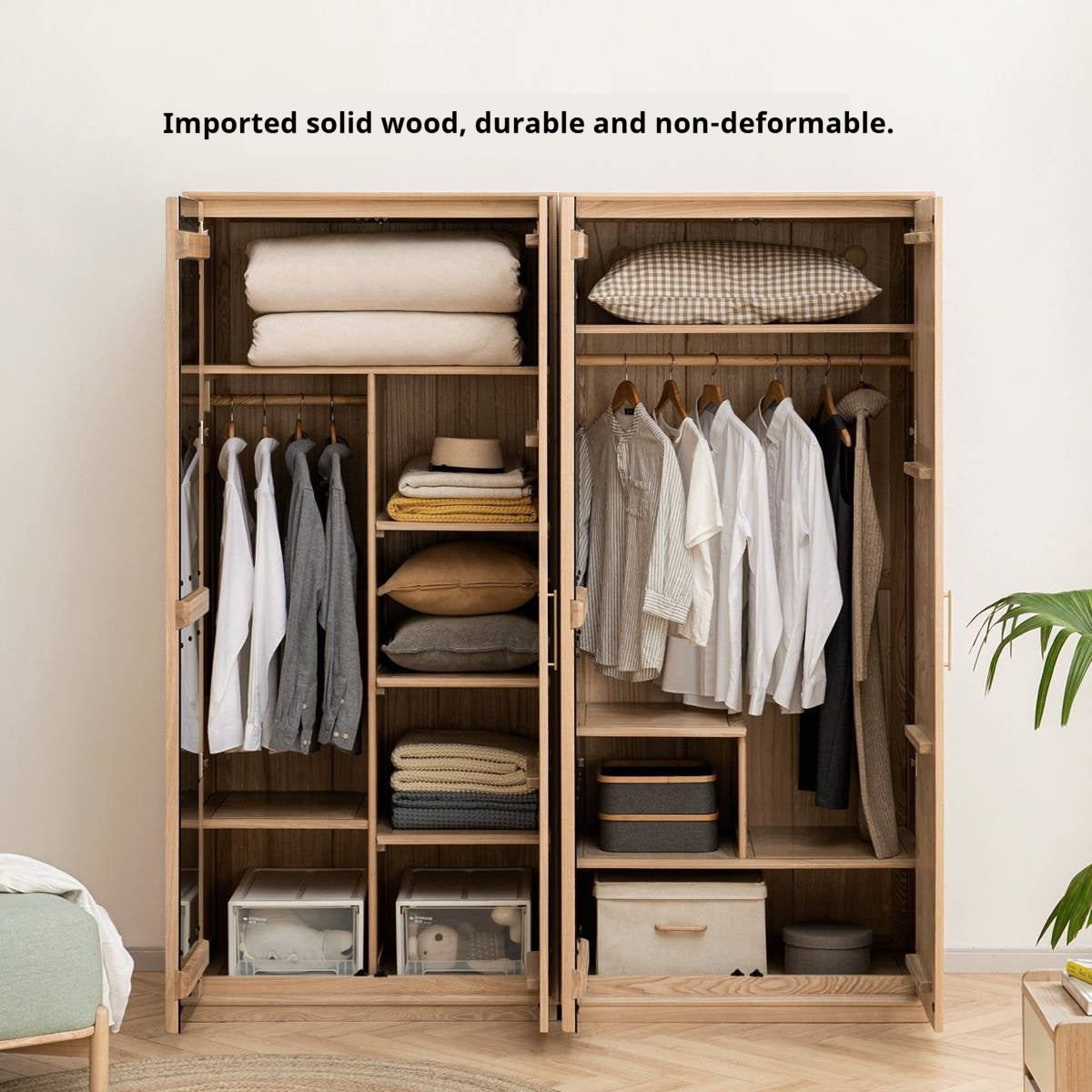 Ash Solid Wood Modern Wardrobe.