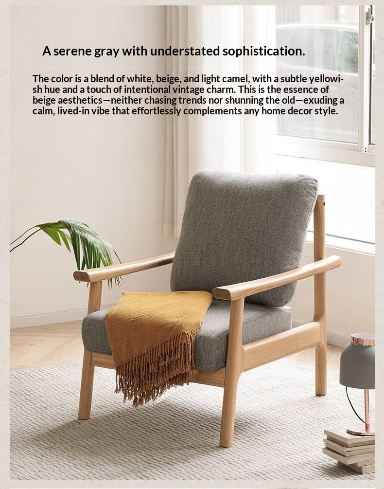 Ash Solid Wood Fabric Leisure Sofa Chair