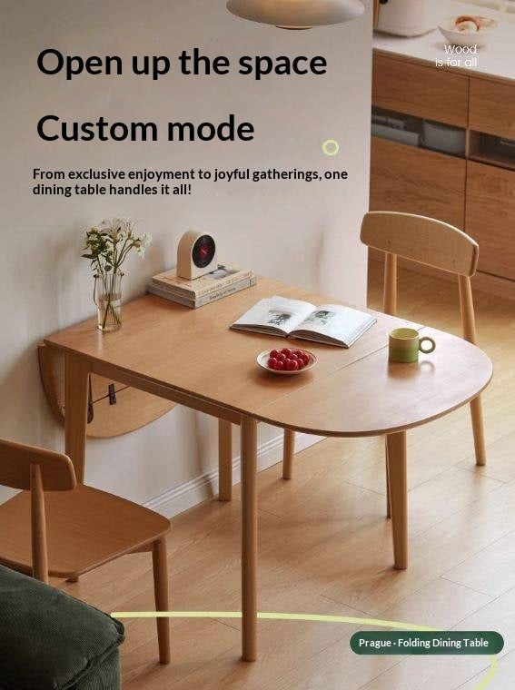 Beech Solid Wood Folding Dining Table