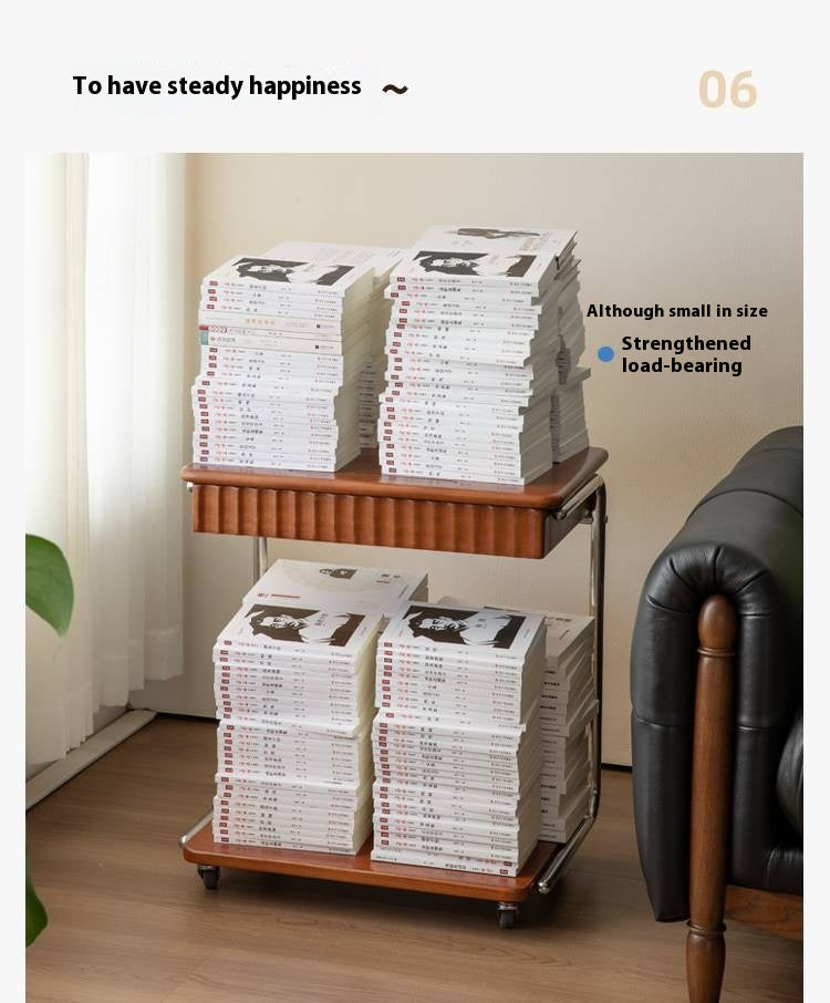 Tulipwood Solid Wood Mobile Retro Side Table