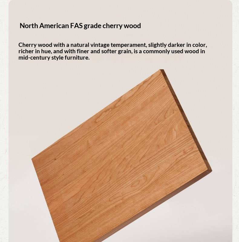 Cherry Solid Wood Office Desk with Integrated Bookshelf