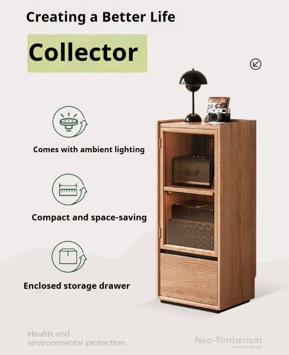 Oak Solid Wood Modern Side Cabinet.