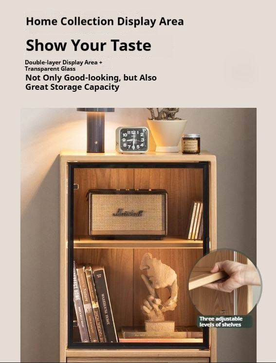 Ash Solid Wood Modern Side Cabinet.