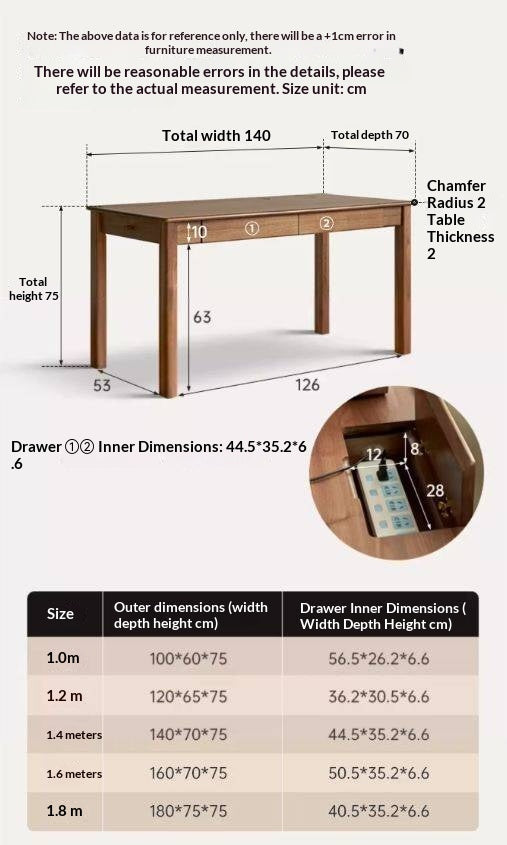 Black Walnut, Ash Solid Wood Office Desk