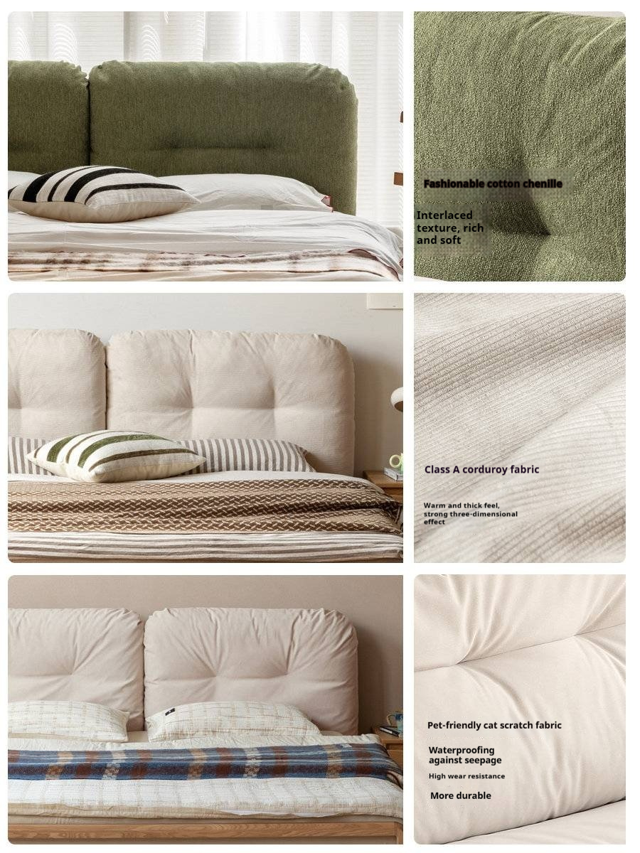 Ash Solid Wood Technology Cloth Floor Bed