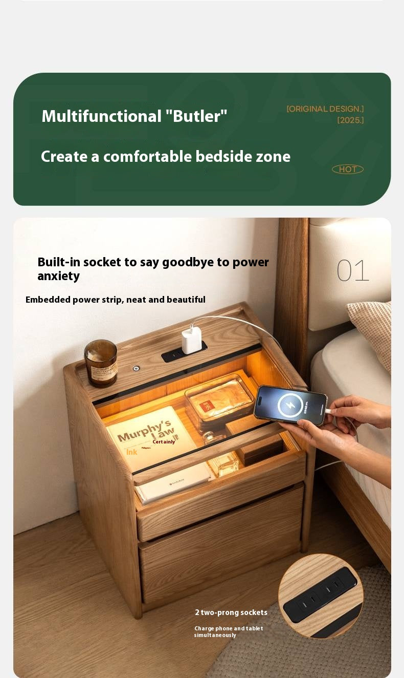 Ash Solid Wood Modern Nightstand