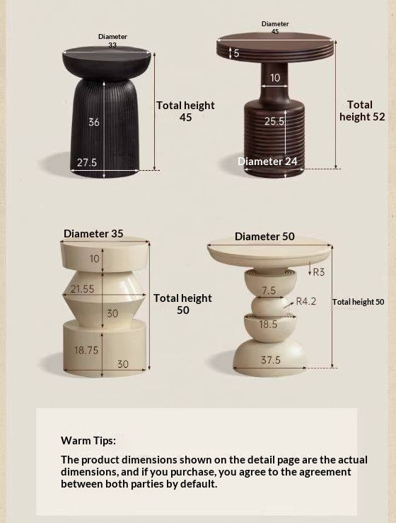 Mango Solid Wood Wabi Sabi Round Side Table