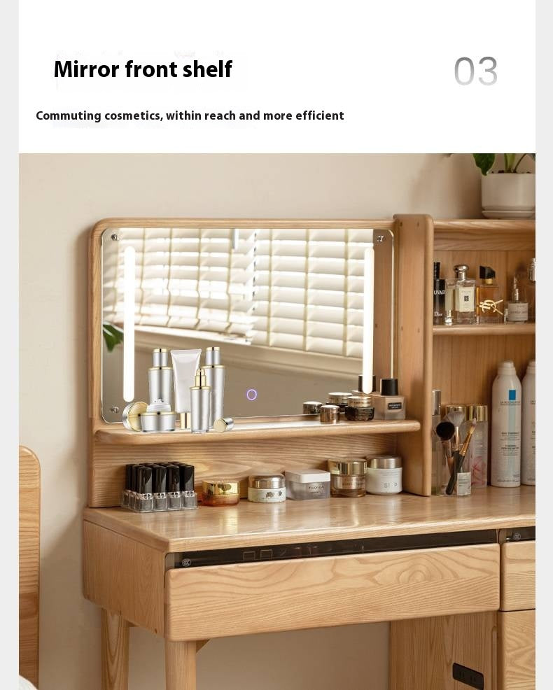 Ash, Oak Solid Wood Multifunctional Modern Vanity Table.