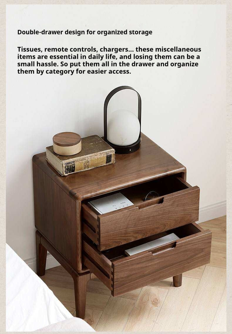 Black Walnut, Ash Solid Wood Nordic Modern Nightstand