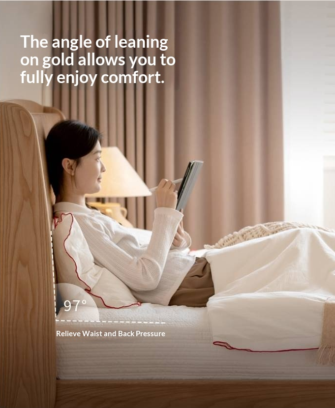 Ash Solid Wood High Backrest Large Bed