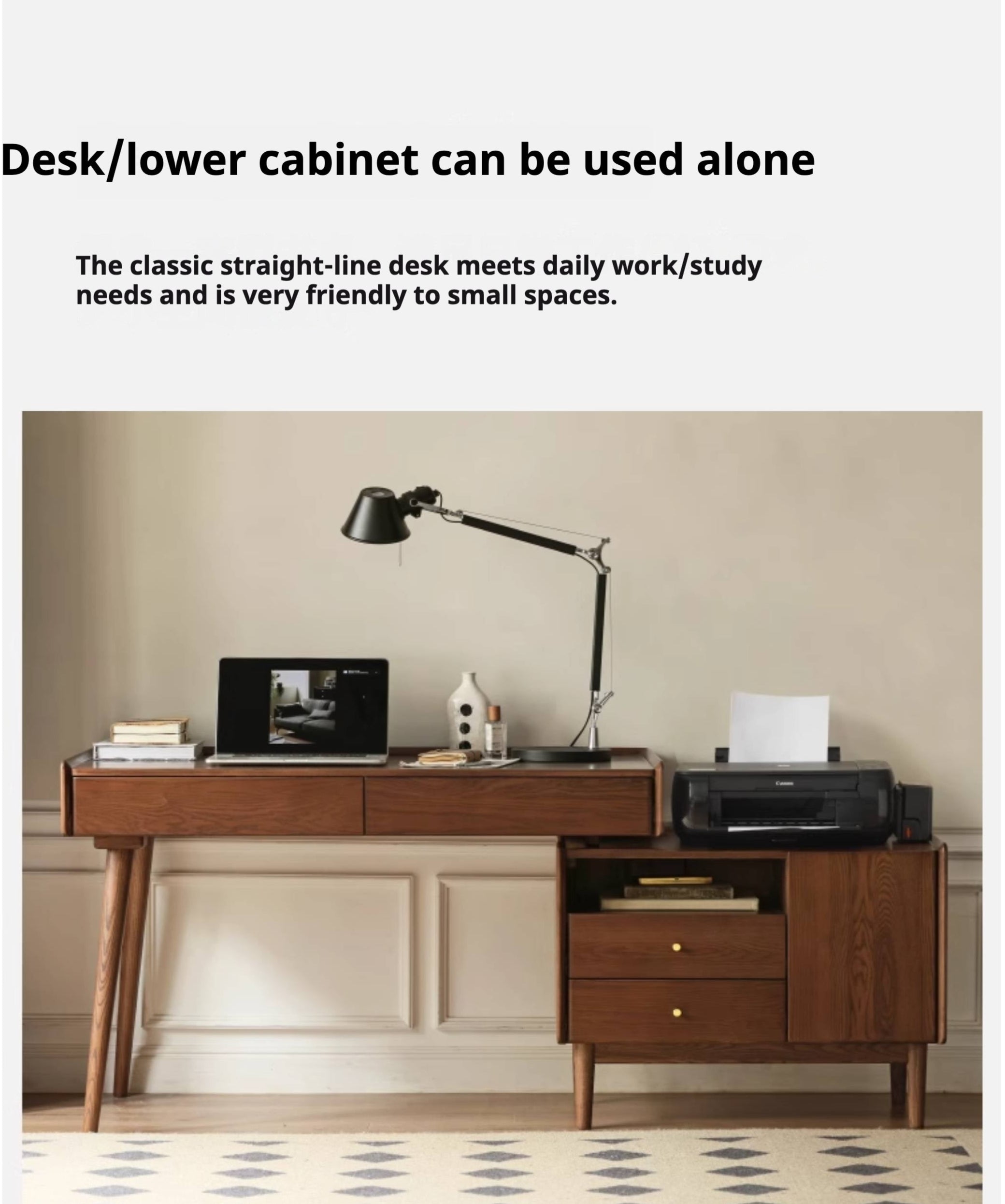 Ash Solid Wood Expansion Office Desk Corner Table