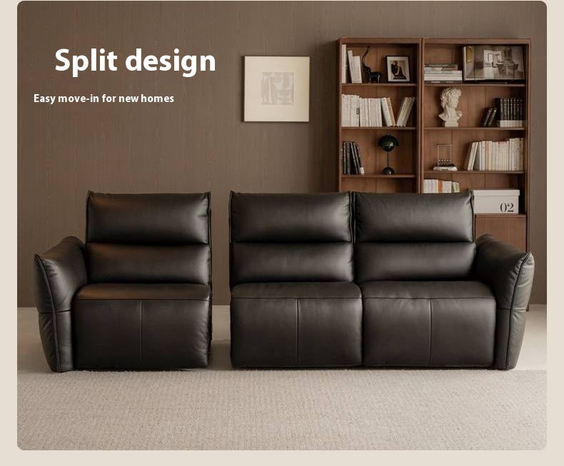 Genuine Leather Sofa Italian Light Luxury Tofu Block Sofa